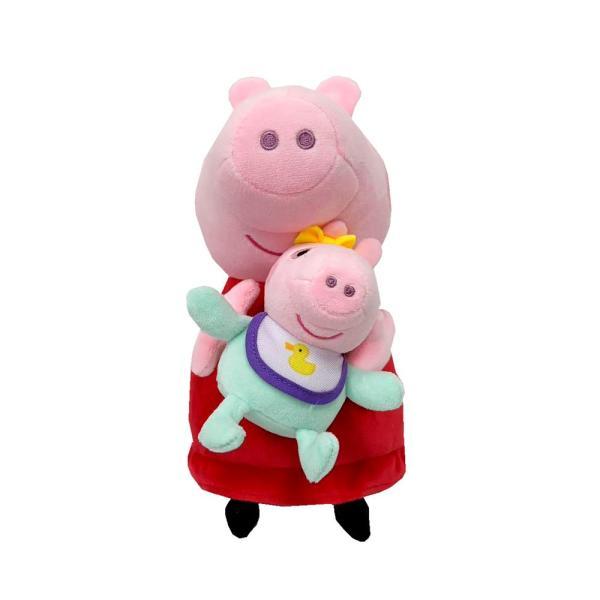 Bandai Peluche Peppa Pig avec Bébé 25 cm + 10 cm - COP8402