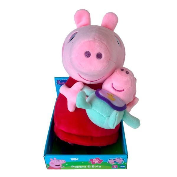 Bandai Peluche Peppa Pig avec Bébé 25 cm + 10 cm - COP8402
