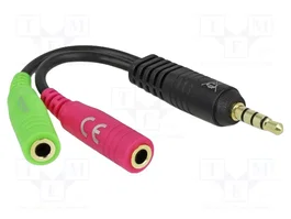 DELOCK Câble Jack 3,5mm 3pin socle x2 vers Jack 3,5mm 4pin prise, 0,1m
