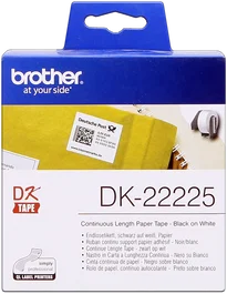 Brother DK-22225 Étiquettes sans fin noir sur blanc et ruban 38 mm x 30,48 m noir sur blanc