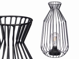 GIFTDECOR Lampara Forja con Bombilla Forma Abombado Negro