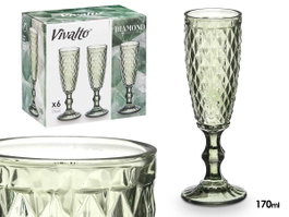Vivalto Coupe à Cava Diamant Vert 170 ml 7x20x7 cm (Set de 24)