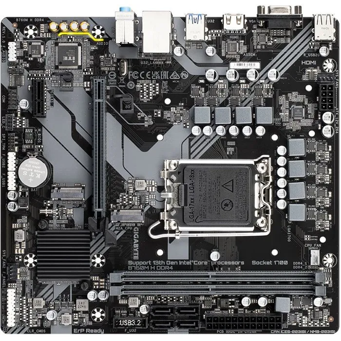 Gigabyte Carte mère B760M H DDR4 - Micro-ATX - Chipset Intel B760 - Compatible DDR4 - Pour PC bureautique, multimédia et gaming