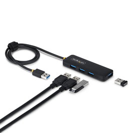 StarTech.com Hub USB-A 4 Ports USB 3.2 Gen 1 5 Gbps avec câble 61 cm, Plug-and-Play, couleur noir