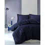Forme Ensemble de Housse de Couette et Taies Satin King 100% Coton Bleu 240x220 cm + 2 Taies 60x60 cm