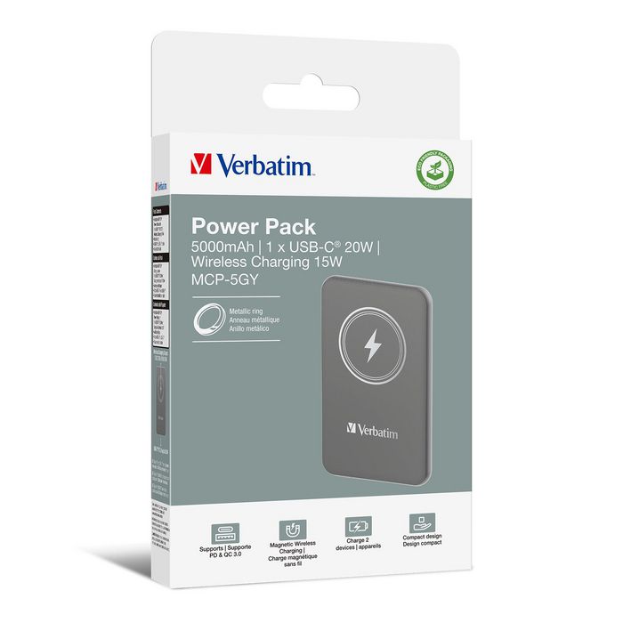 Verbatim Charge 'n' Go Magnetic Wireless Power Bank 5000mAh Gris Verbatim Charge 'n' Go Magnetic Wireless Power Bank 5000mAh Gris