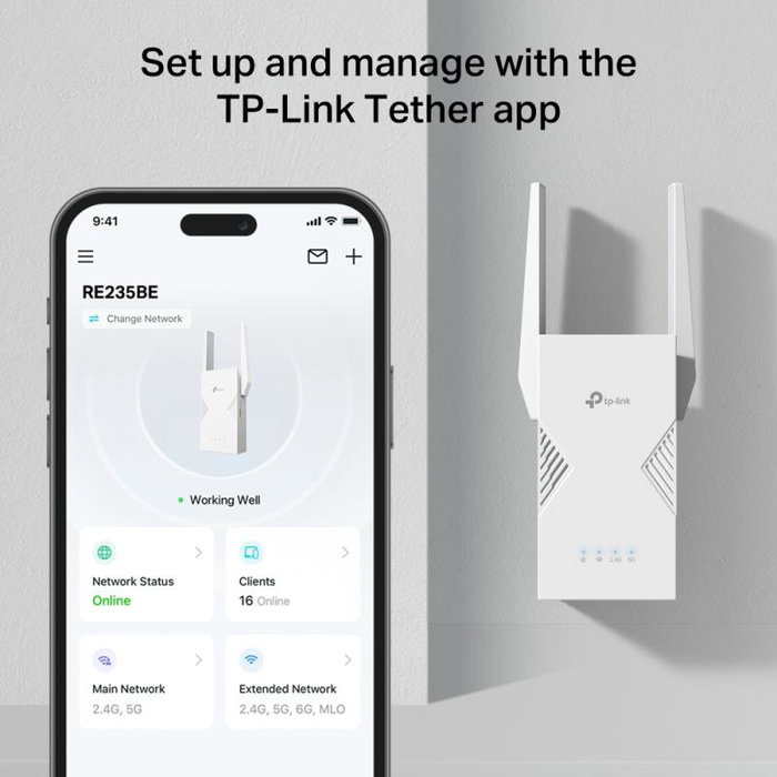 TP-Link RE235BE Wi-Fi 7 Range Extender 2.5GbE TP-Link RE235BE Wi-Fi 7 Range Extender 2.5GbE
