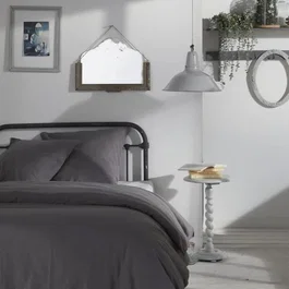 Today - Housse de couette 260x240 cm Capucine gris foncé collection Charme - Parure de lit avec 2 taies - Polycoton (48% coton, 52% polyester) - OEKO-TEX