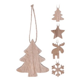 Home & Styling Décoration de Noël suspendue en bois de 10 cm, modèles assortis