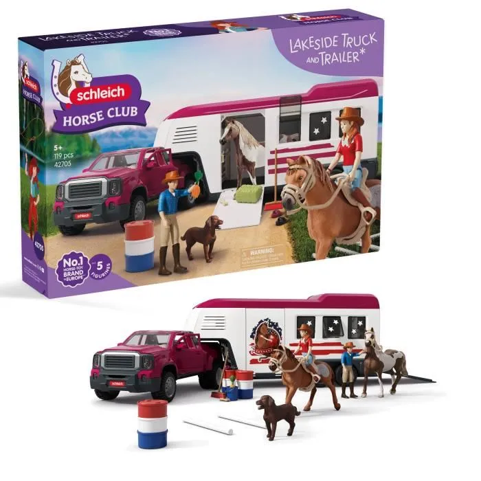 Schleich 42705 - Horse Club Pick-up et Remorque Équestre avec Accessoires pour Chevaux, Jouet pour Enfant 3 ans et plus Schleich 42705 - Horse Club Pick-up et Remorque Équestre avec Accessoires pour Chevaux, Jouet pour Enfant 3 ans et plus