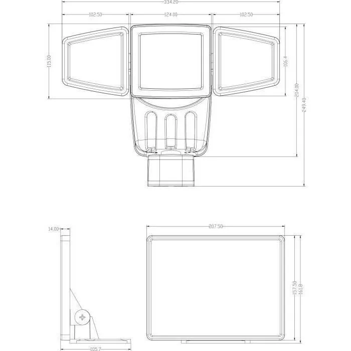 Galix G4442 Projecteur Solaire à 3 Têtes 1500 Lumens, 182 LED SMD, Détecteur de Présence, Panneau Solaire Déporté avec 3 Modes (Auto/Forcé), Lumière Blanche