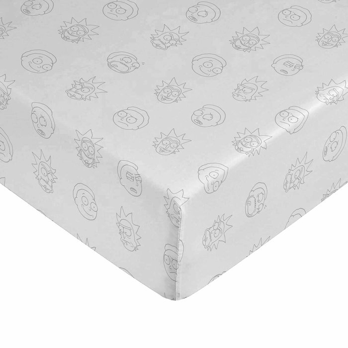 Drap housse Rick and Morty Blanc Multicouleur 180 x 200 cm 100 % coton