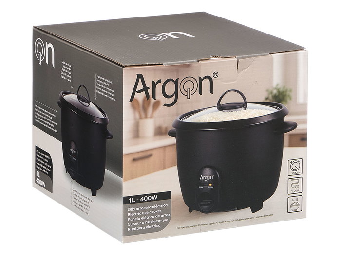 Argon Olla Arrocera Électrique Noir Mat 1L 400W 26.5x23x21.5 cm (Set de 6)