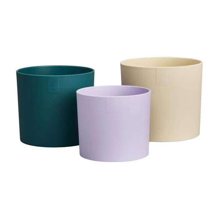 ELHO Lex Pott - Pot de fleur Set 14 cm en plastique 100% recyclé - Blanc, Vert, Violet - Dimensions: L 14 x W 13.8 x H 12 cm - Intérieur ELHO Lex Pott - Pot de fleur Set 14 cm en plastique 100% recyclé - Blanc, Vert, Violet - Dimensions: L 14 x W 13.8 x H 12 cm - Intérieur