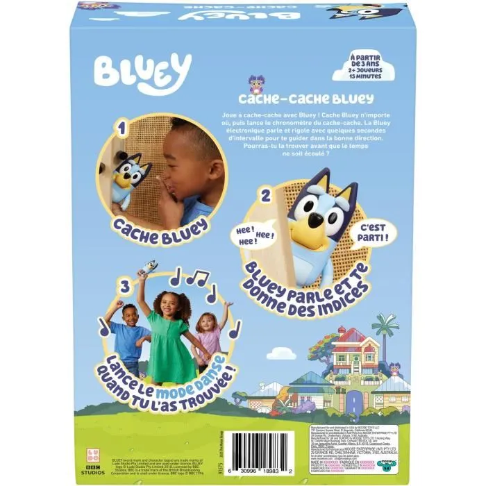 Bluey - Cache-cache Jeu Interactif, Figurine Electronique Parlante avec Timer, Jeu de Société pour Enfants dès 3 Ans