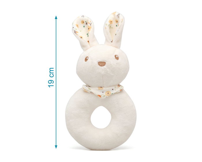 KioKids Sonajero en Peluche - Sonajero Bébé Lapin en Polyester Blanc pour Stimulation Sensorielle - Jouet d'Éveil Recommandé dès 0 Mois