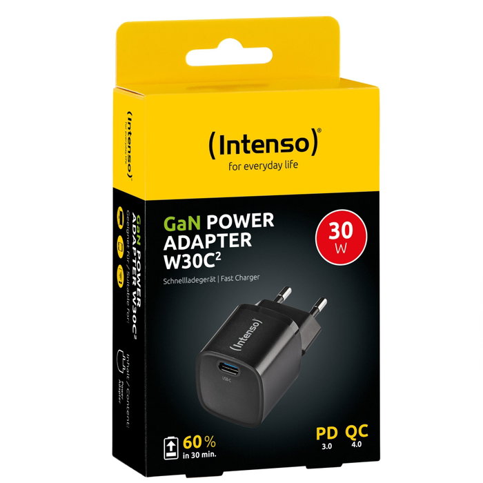 Intenso W30C² GaN Chargeur de secteur USB-C 30 W Noir Intenso W30C² GaN Chargeur de secteur USB-C 30 W Noir