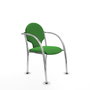 Silla Hellín tapizada con Tela color Verde. Brazos fijos