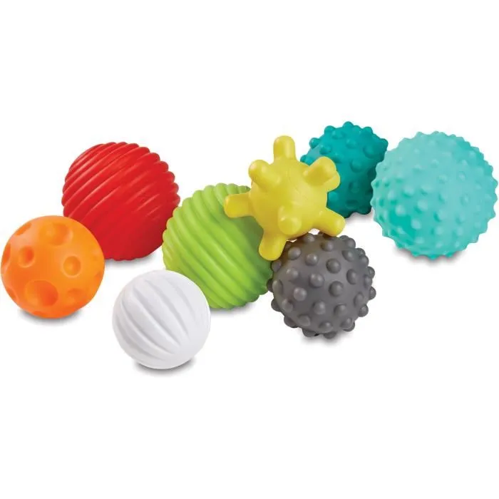 Infantino Set Sensoriel 20 Pièces - Set d'Éveil avec Balles, Animaux Aspergeurs et Cubes Colorés, Souples et Doux pour Bébé