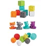 Infantino Set Sensoriel 20 Pièces - Set d'Éveil avec Balles, Animaux Aspergeurs et Cubes Colorés, Souples et Doux pour Bébé