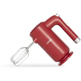 Livoo DOP243R Batteur Électrique Mélangeur 250W, 5 Vitesses avec Fouets et Pétrisseurs, Rouge