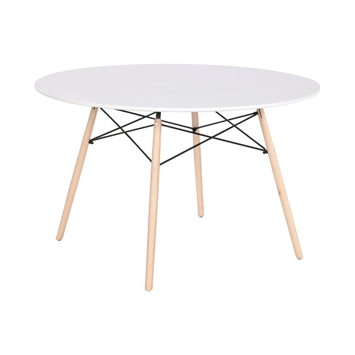 Table de Salle à Manger Home ESPRIT Blanc Noir Naturel Bouleau Bois MDF 120 x 120 x 74 cm