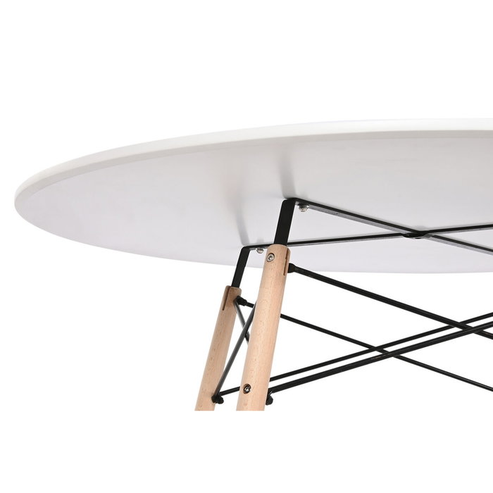 Table de Salle à Manger Home ESPRIT Blanc Noir Naturel Bouleau Bois MDF 120 x 120 x 74 cm