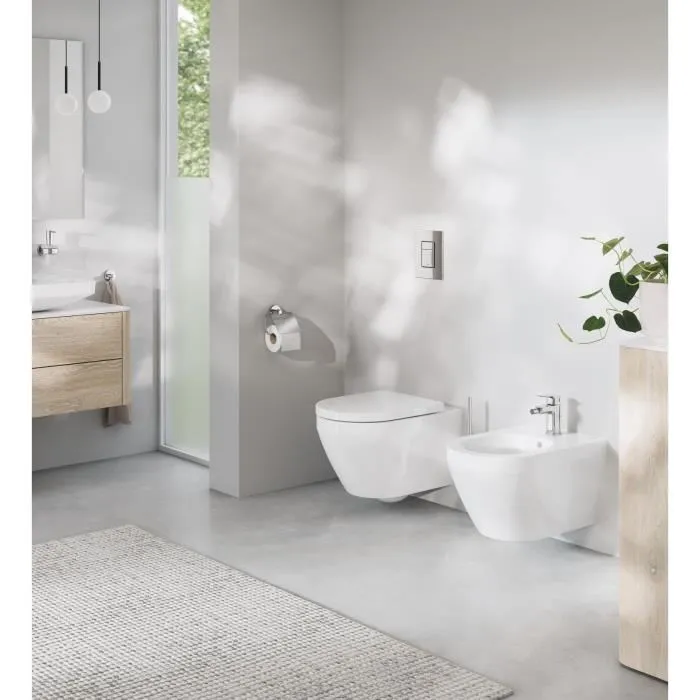 GROHE - Cuvette WC suspendue compact Euro Ceramic - Porcelaine vitrifiée - Sortie horizontale - Sans bride - Blanc