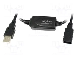 LOGILINK Répéteur USB 2.0 de 15m, USB A socle vers USB A prise, noir