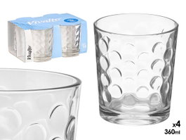 Vivalto Lot de 4 Verres en Verre Points 360 ml Transparent 8,5 x 9,8 x 16,5 cm (Set de 6)