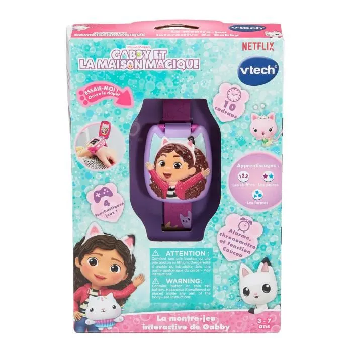 Vtech Gabby et la Maison Magique - Montre-Jeu Interactive Parlante avec Écran Animé et 4 Jeux Éducatifs - Français