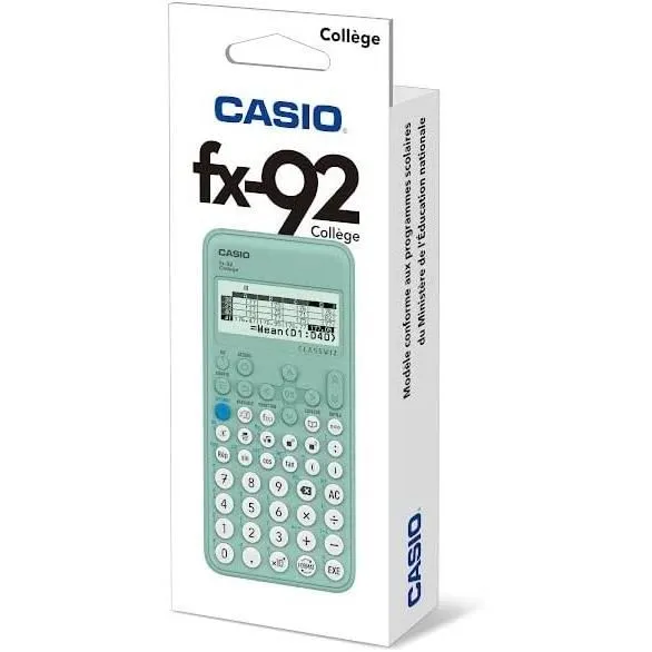 Casio FX-92 Classwiz : Calculatrice scientifique collège, écran haute résolution, 2D, tableur, QR Code, en français, autorisée aux examens