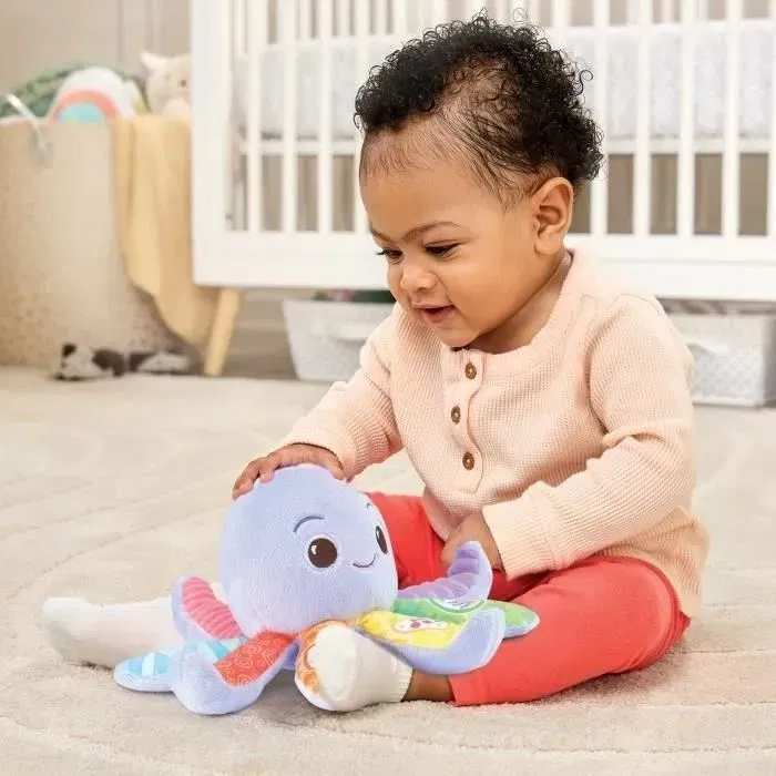 VTech Baby Lila Lumi Pieuvre Musicale Interactive et Lumineuse Peluche d'Éveil avec Sons, Chansons et Textures - Âge 3-36 mois
