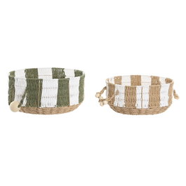 Set de basket Home ESPRIT Vert Crème Tropical 35 X 35 X 16 CM (2 Pièces)