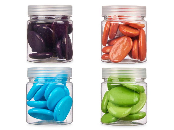 GIFTDECOR Lot de 48 Pierres de Rivière 4 Couleurs Vives (280g) de décoration, Bleu, Violet, Orange, Vert GIFTDECOR Lot de 48 Pierres de Rivière 4 Couleurs Vives (280g) de décoration, Bleu, Violet, Orange, Vert