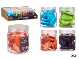 GIFTDECOR Lot de 48 Pierres de Rivière 4 Couleurs Vives (280g) de décoration, Bleu, Violet, Orange, Vert