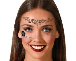 Atosa Tatouage facial noir avec motif floral et détails arabesques
