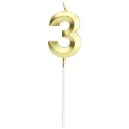 Party Time Bougie Anniversaire Chiffre 3 Or