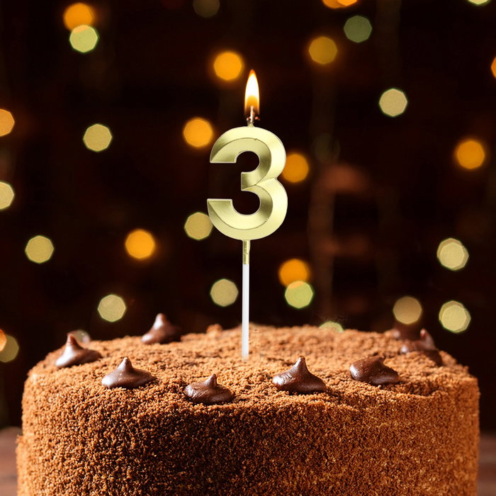Party Time Bougie Anniversaire Chiffre 3 Or