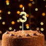 Party Time Bougie Anniversaire Chiffre 3 Or