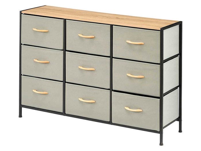 GIFTDECOR Meuble 9 tiroirs Gris-Madera-Negro