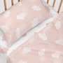 Jeu de draps HappyFriday Basic Kids Clouds Rose Lit de bébé 2 Pièces