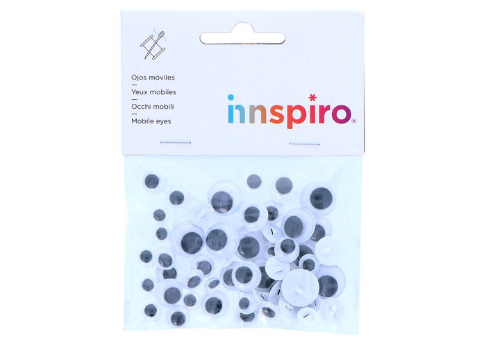 Innspiro Assortiment de 52 yeux mobiles noirs pour couture Innspiro Assortiment de 52 yeux mobiles noirs pour couture