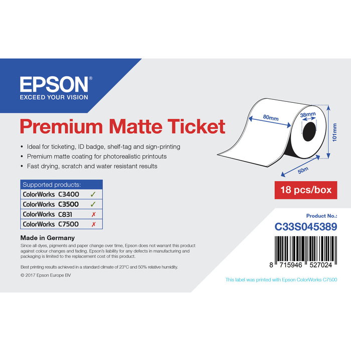 Etiquettes pour Imprimante Epson C33S045389 Etiquettes pour Imprimante Epson C33S045389