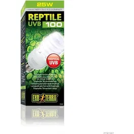 Exo Terra Ampoule UVB100 26W pour Terrarium - Lampe UVB Reptile Tropical et SubTropical pour Habitat, Éclairage UVA/UVB, Compatible Calcium et Vitamine D3