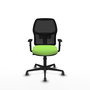 Chaise Alfera Synchro 4 positions tissu Vert pistache Maille Noir Base en nylon noir Accoudoir 1D Sans appui-tête Roulettes 65mm pour moquette