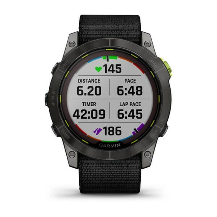 Garmin Enduro 2, Montre Connectée GPS Multisport, Boîtier Titane/GFRP 35 mm, Écran Tactile Saphir MIP 1.4", Bluetooth, Wifi, Paiement Sans Contact, Énergie Solaire, 32 Go, Noir