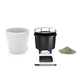 Lechuza Classico Premium LS 50 - Pot de fleurs autoirrigant, 40 litres, blanc brillant - 49.5 x 46.5 cm - Kit complet avec bac d'arrosage