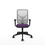 Chaise Motilla Synchro 3 positions tissu Pourpre Maille Blanc Base pyramidale noire Accoudoir 1D Sans appui-tête Roulettes 65mm nylon