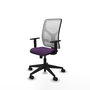 Chaise Motilla Synchro 3 positions tissu Pourpre Maille Blanc Base pyramidale noire Accoudoir 1D Sans appui-tête Roulettes 65mm nylon